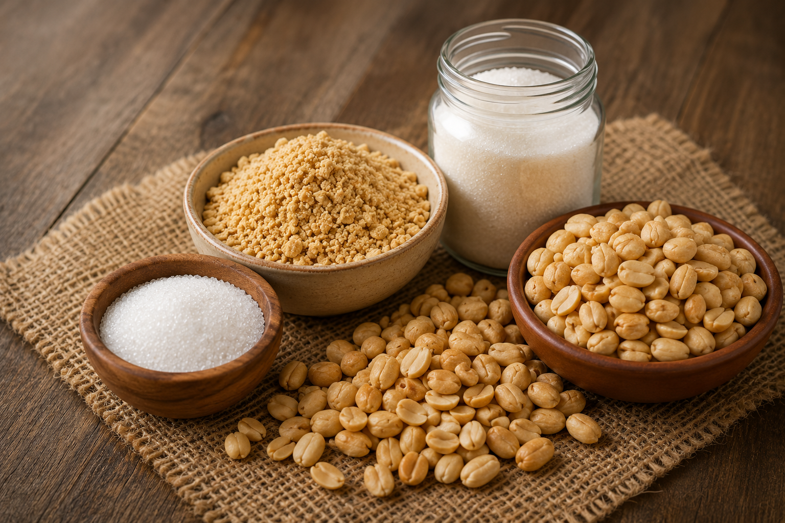 Ingredientes para a receita de paçoca sendo preparados no processador